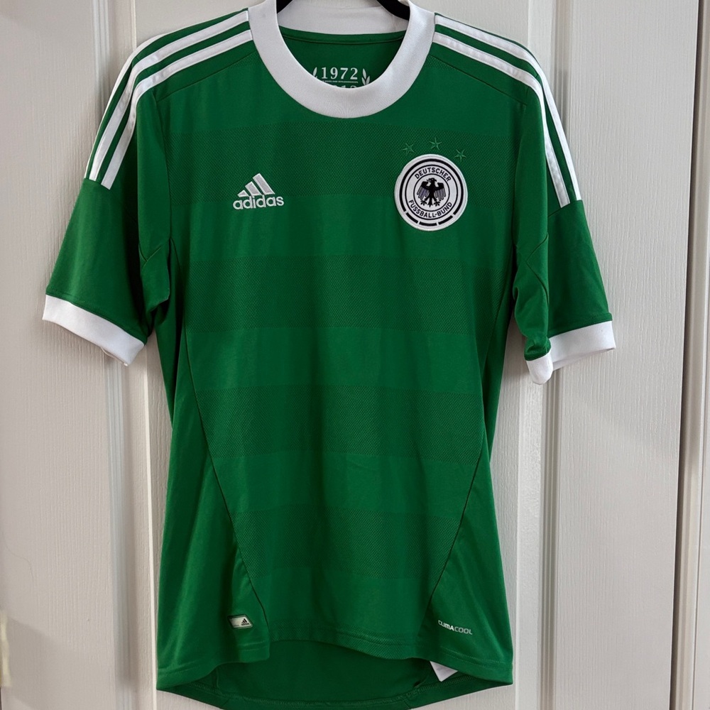 Adidas Germany Emerald Green Soccer Jersey with White Stripes